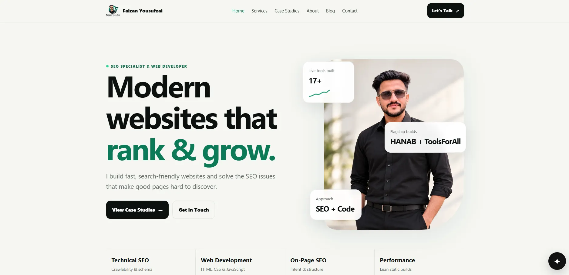 Faizan Yousufzai SEO portfolio website screenshot